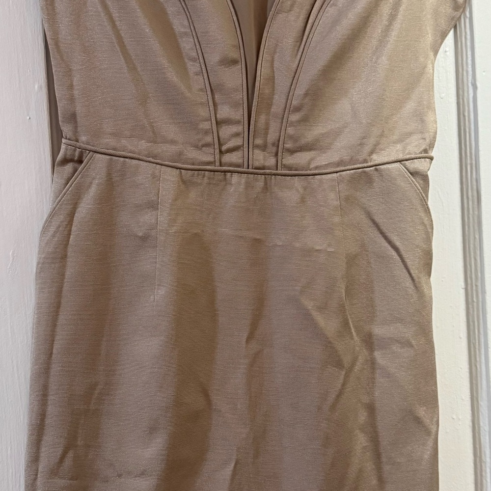 Elegant Tan Sleeveless Dress